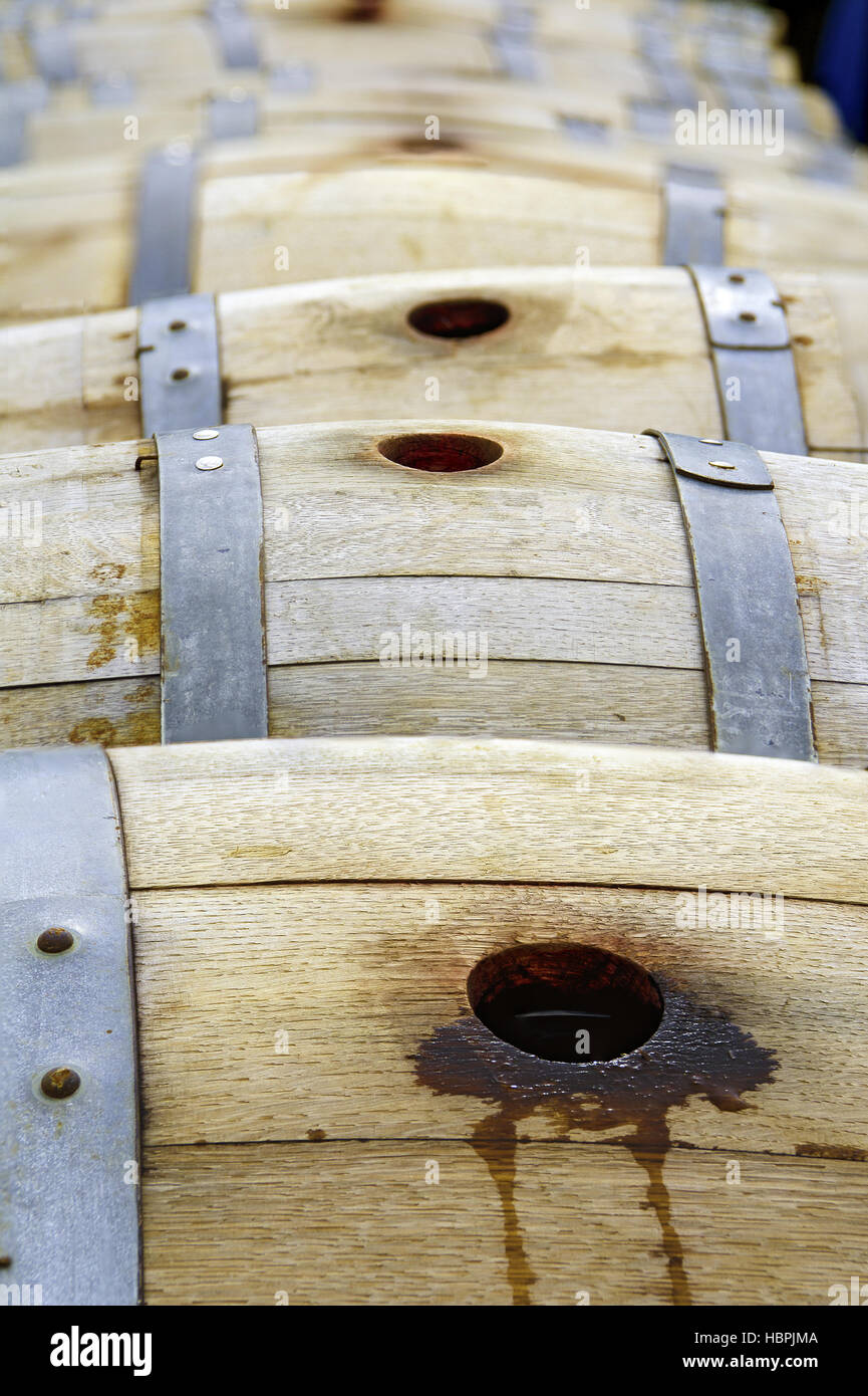 empty little wine barrels Stock Photo