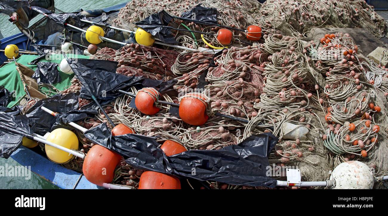 buoys, nets and leashes Stock Photo