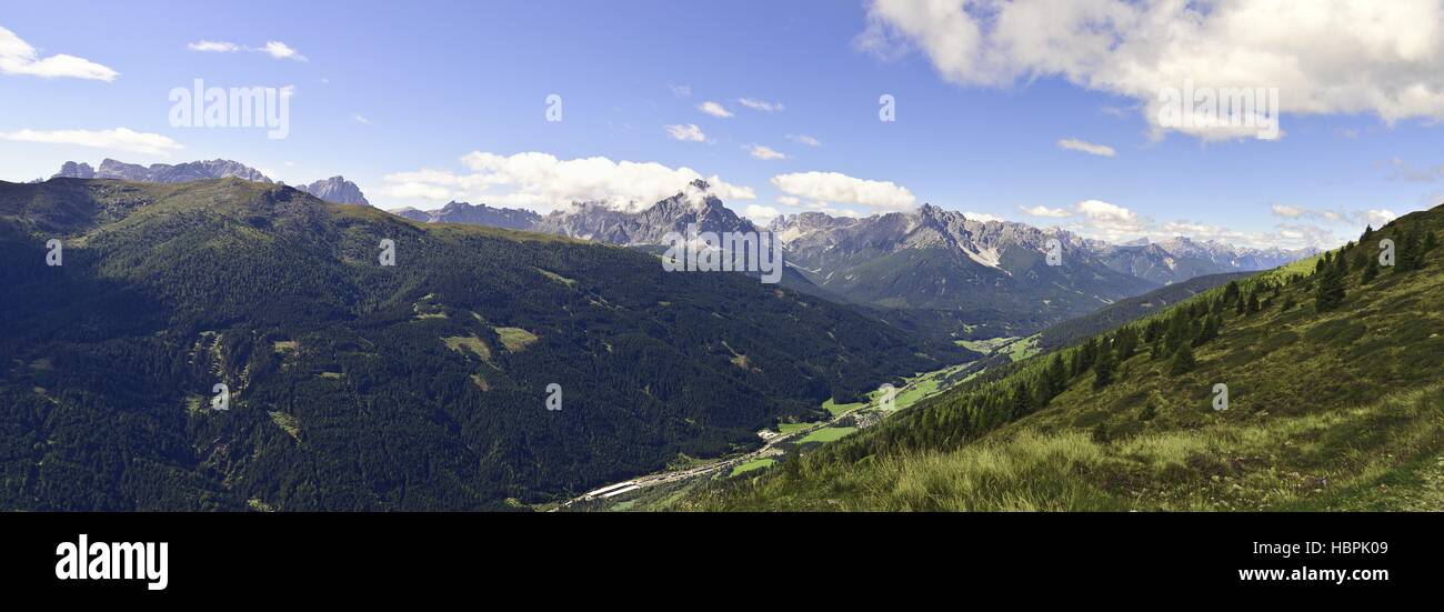 Pustertal valley with Dolomite Alps Stock Photo