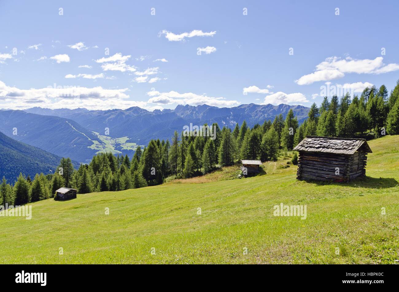 wooden alp cabins Stock Photo