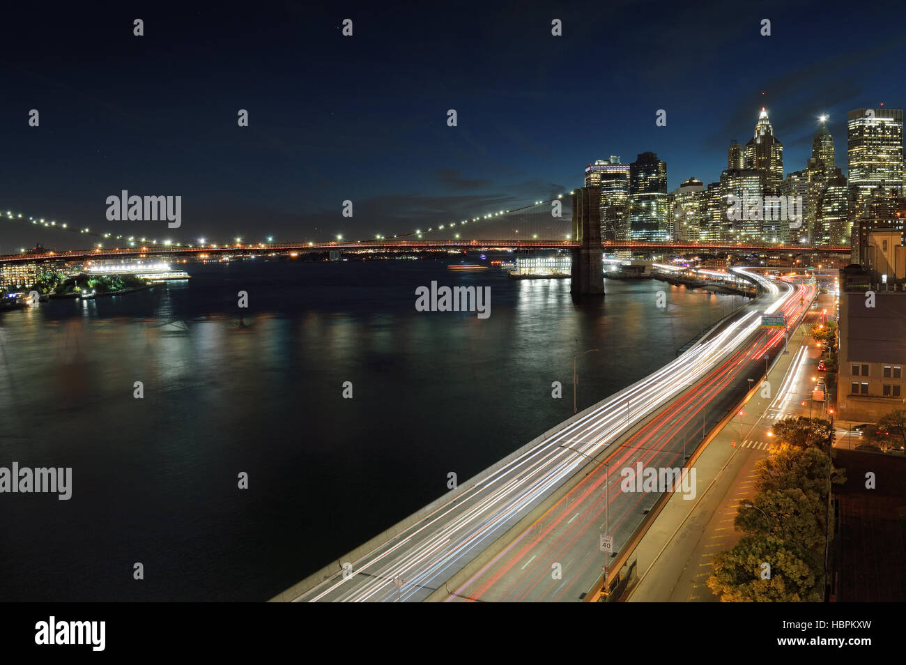 New york light trail bridge hi-res stock photography and images - Alamy