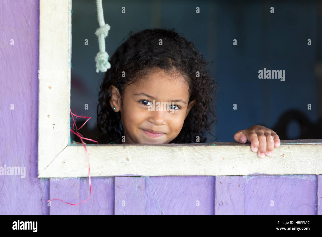 Brazilian young girl smiling in Manaus, Brazil Stock Photo 127734556