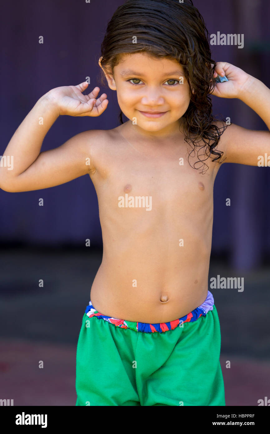 Brazilian young girl smiling in Manaus, Brazil Stock Photo