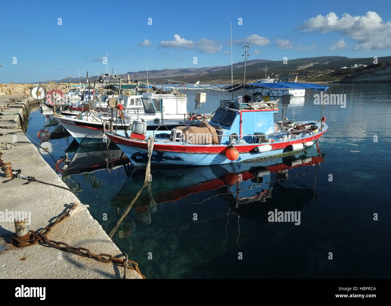 Fishing boats tied up in hi-res stock photography and images - Alamy