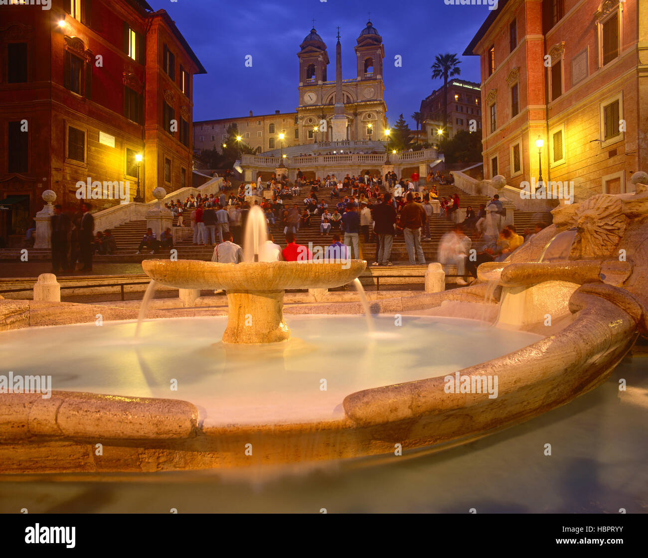 Spanish Steps at dusk, Rome, Lazio, Italy Stock Photo