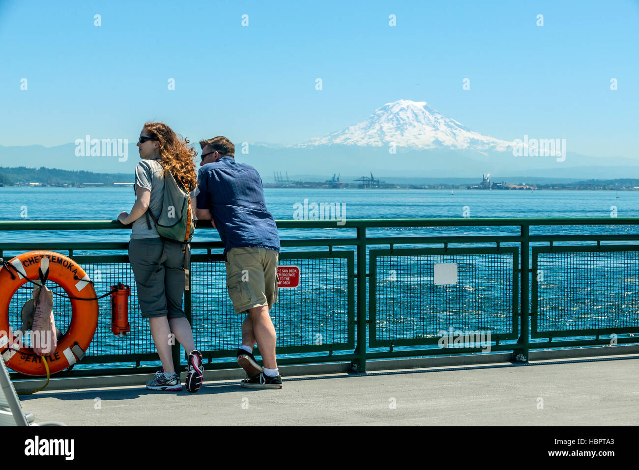 Taking the ferry from Seattle - Fauntleroy to Vashon Island across the Puget Sound. Stock Photo