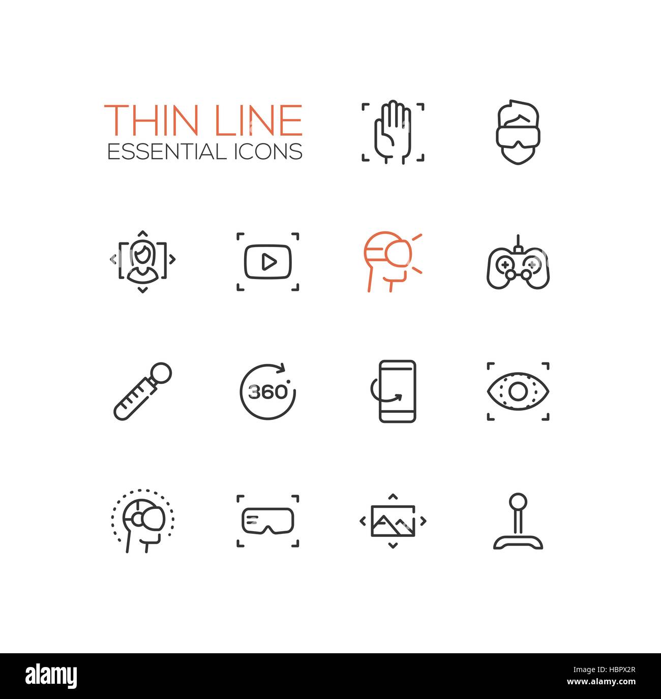 Virtual Reality - Thin Single Line Icons Set Stock Vector Image & Art ...