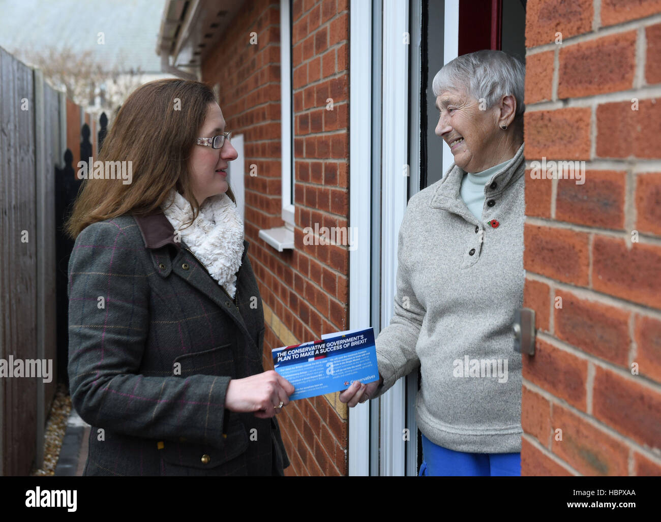 Conservative candidate Dr Caroline Johnson (left) meets local residents