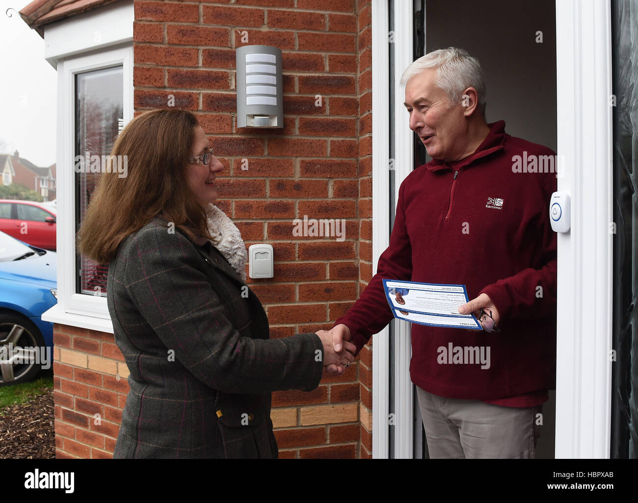 Conservative candidate Dr Caroline Johnson (left) meets local residents