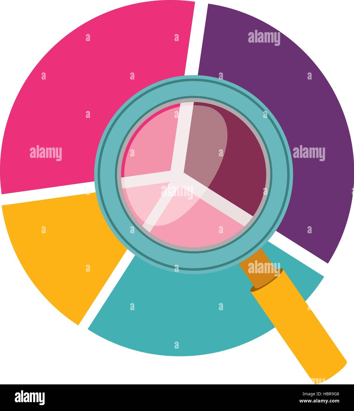 colorful silhouette with pie chart and magnifying glass Stock Vector ...