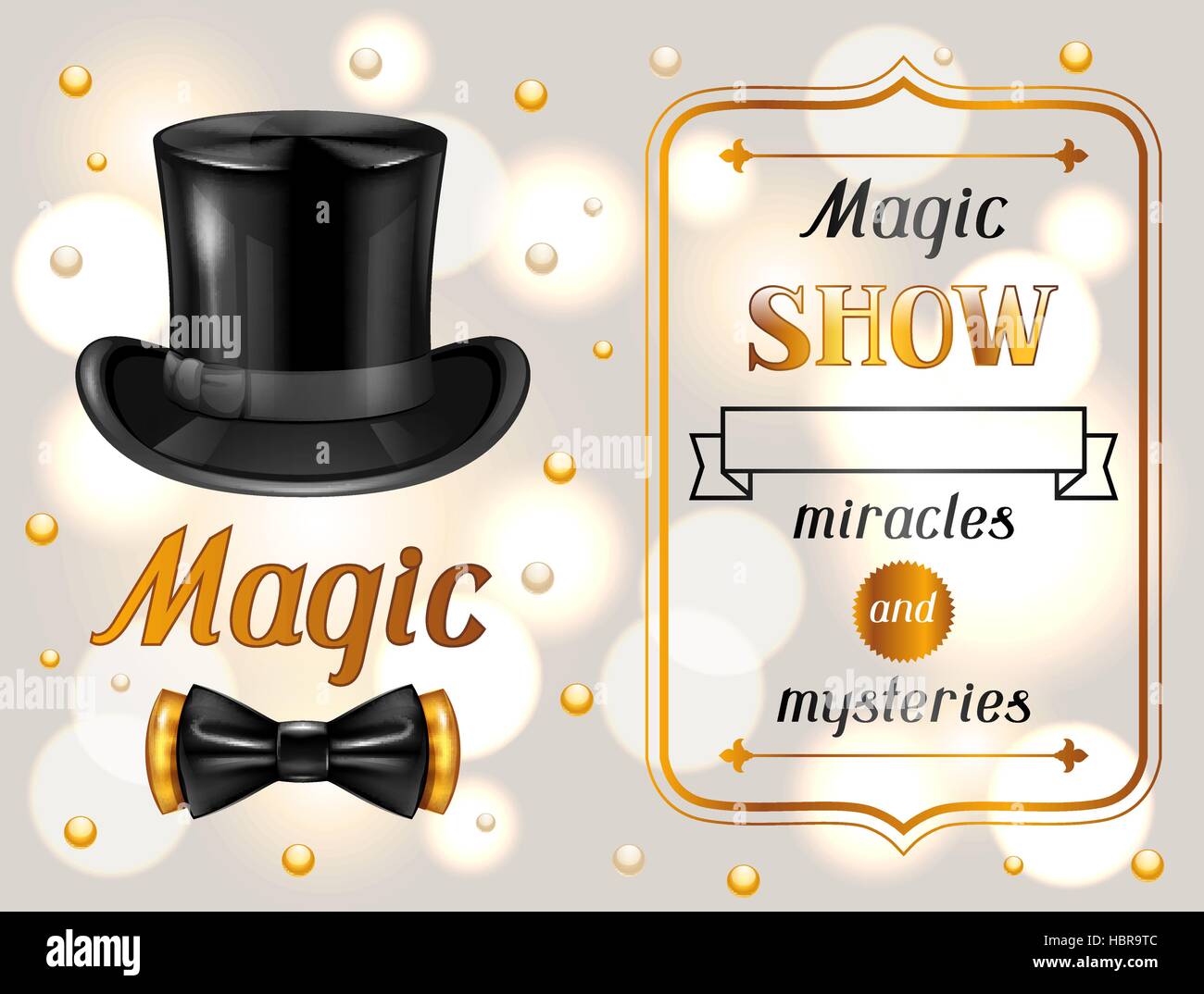 Magic show card. Miracles and mysteries. Invitation to entertainment Stock Vector