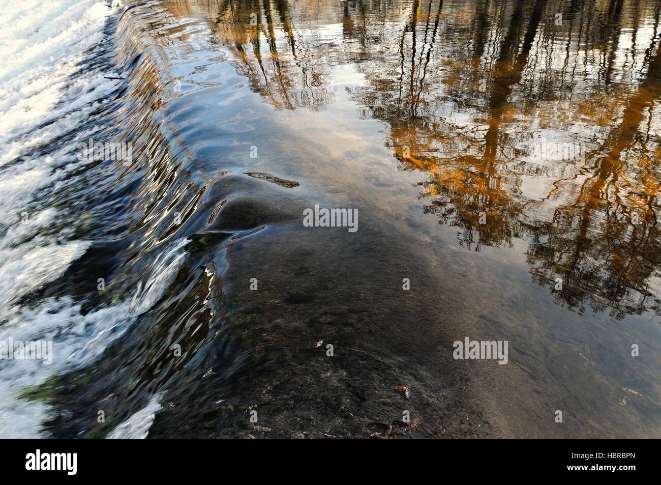 Water reflection at the water swell Stock Photo