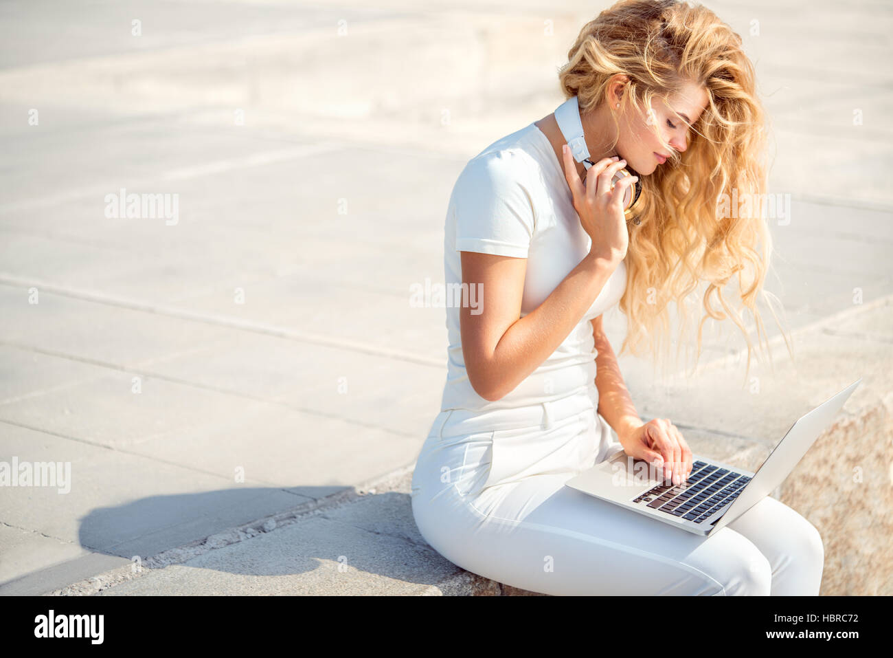 Searching for music. Stock Photo
