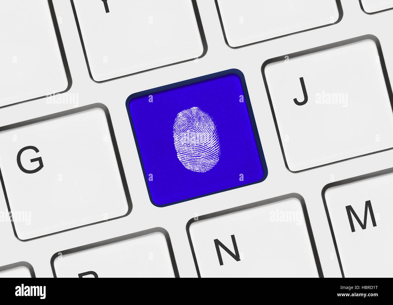 Computer keyboard with fingerprint Stock Photo Alamy