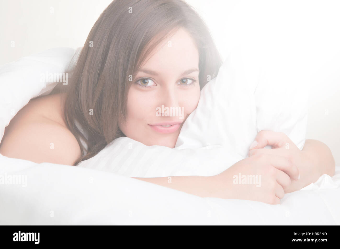 Woman in Bed Stock Photo