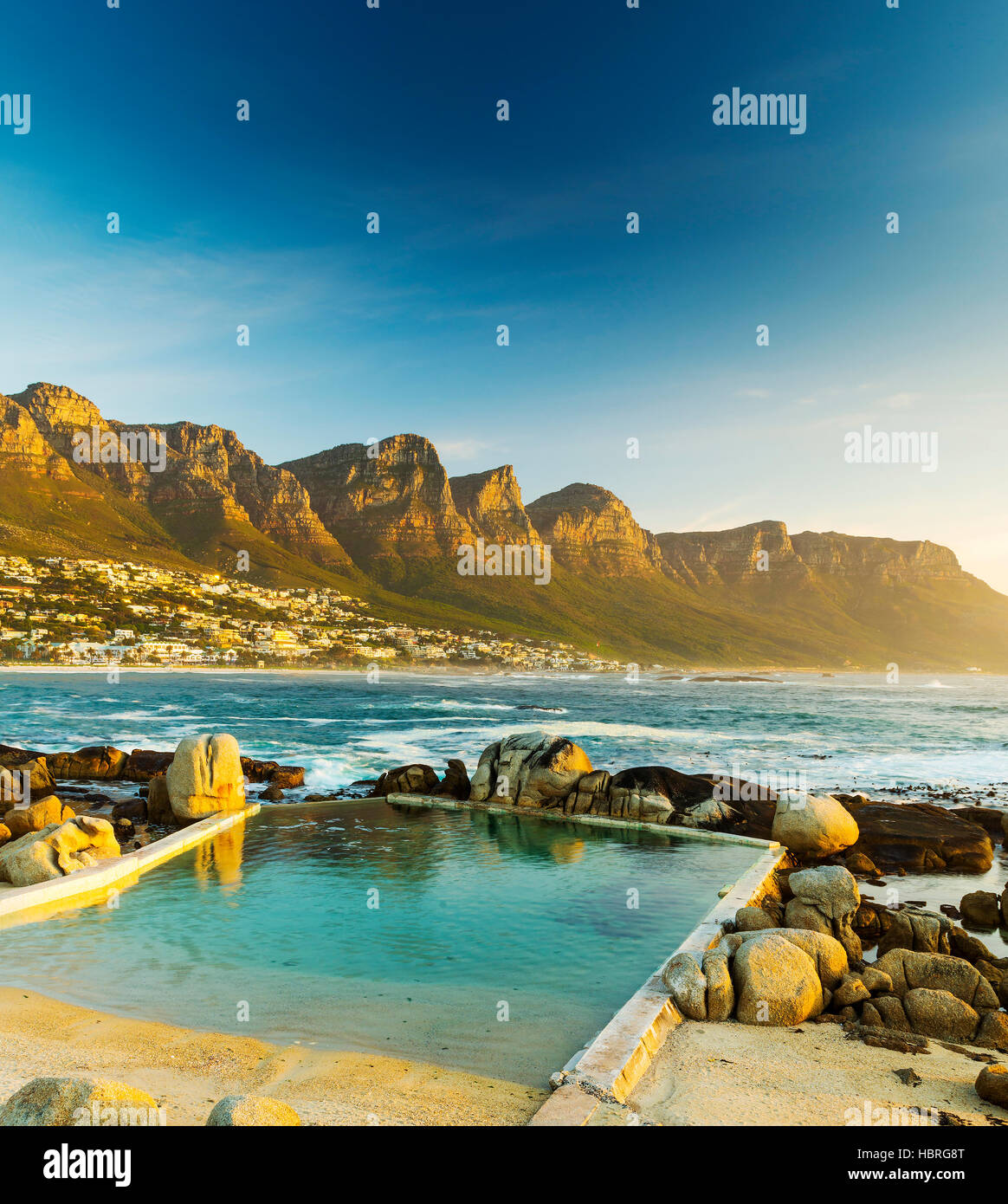 Twelve Apostles in South Africa at Sunset Stock Photo