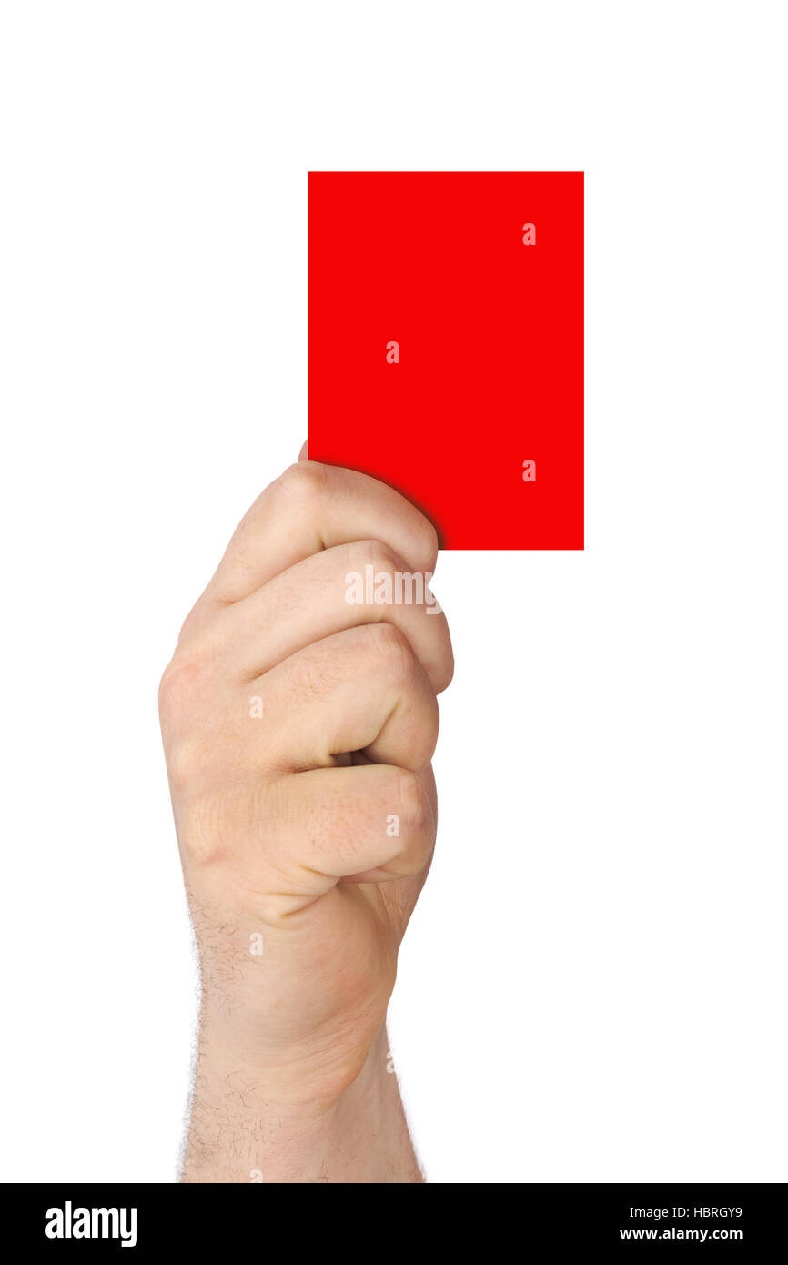 Hand holding a red card Stock Photo