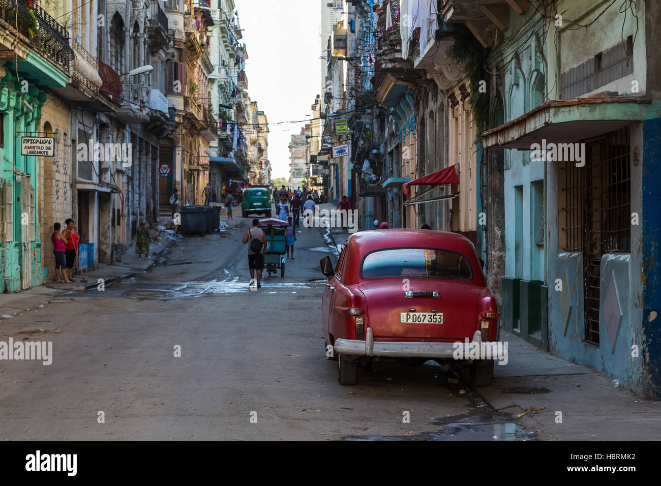 Back streets of Centro Habana late one afternoon. Stock Photo