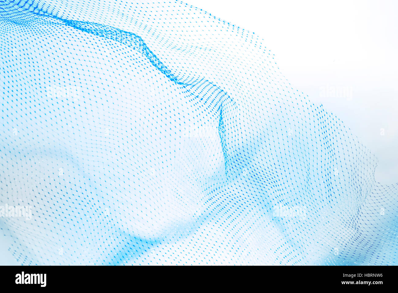 Closeup of abstract fishnet on white background. Blue tone Stock Photo