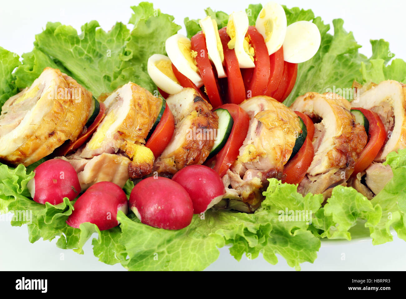 stuffed chicken meat with salad Stock Photo