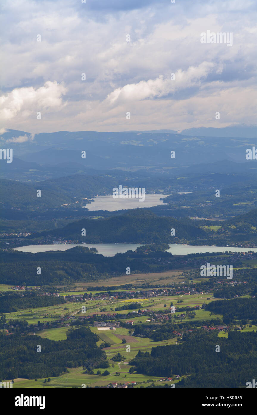 View of Faaker See and Worther See lakes Stock Photo