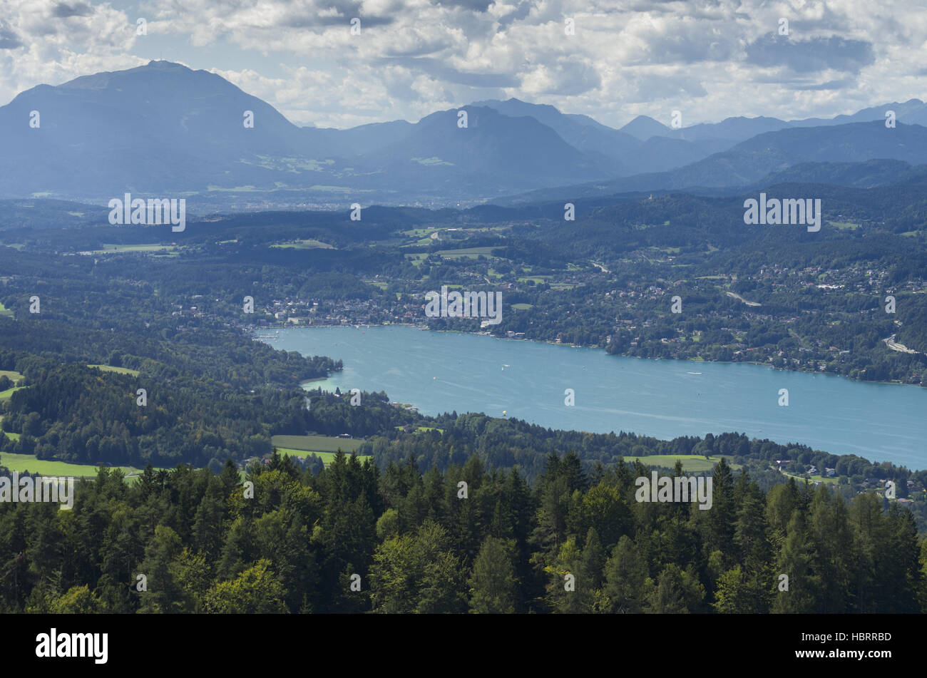Panoramic View of Lake Worthersee Stock Photo