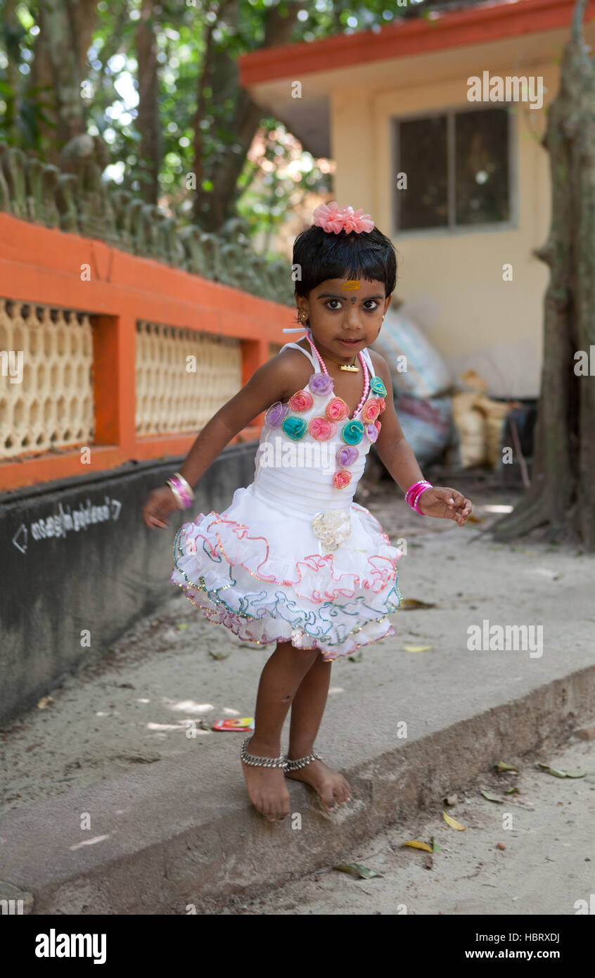 Young girl all dressed up in Kerala, India Stock Photo