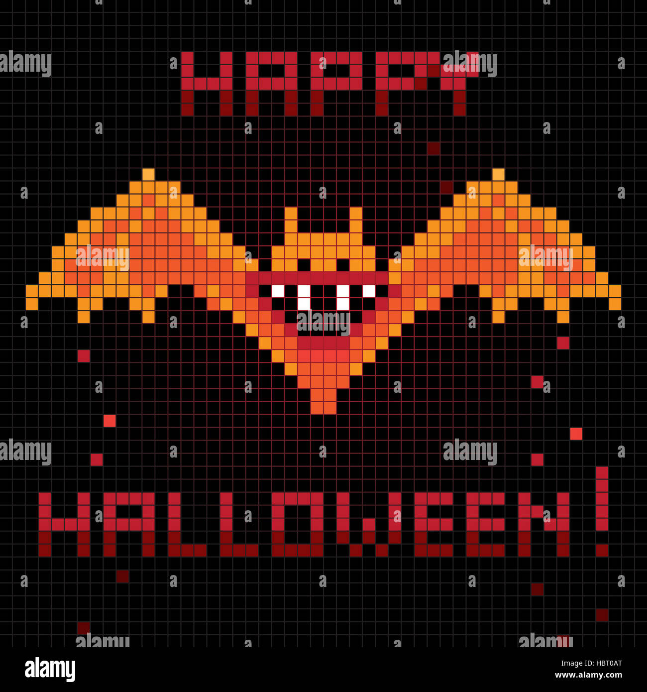 pixel halloween bat Stock Photo