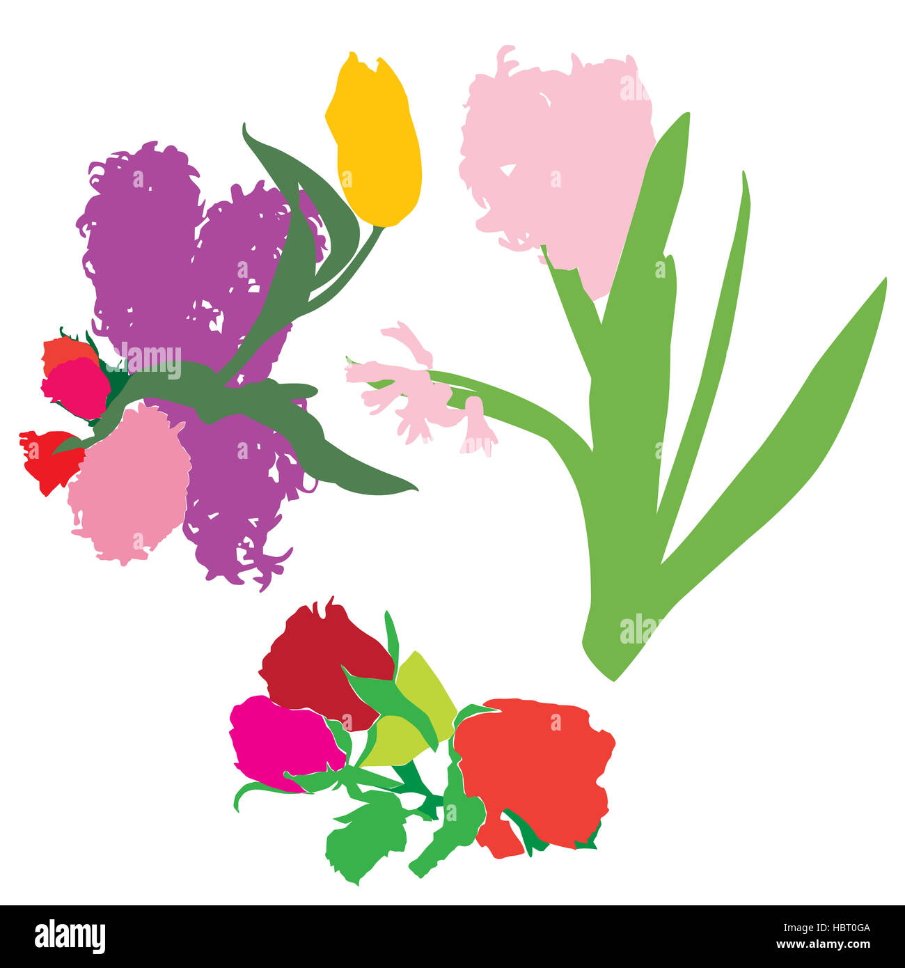spring flowers silhouettes Stock Photo