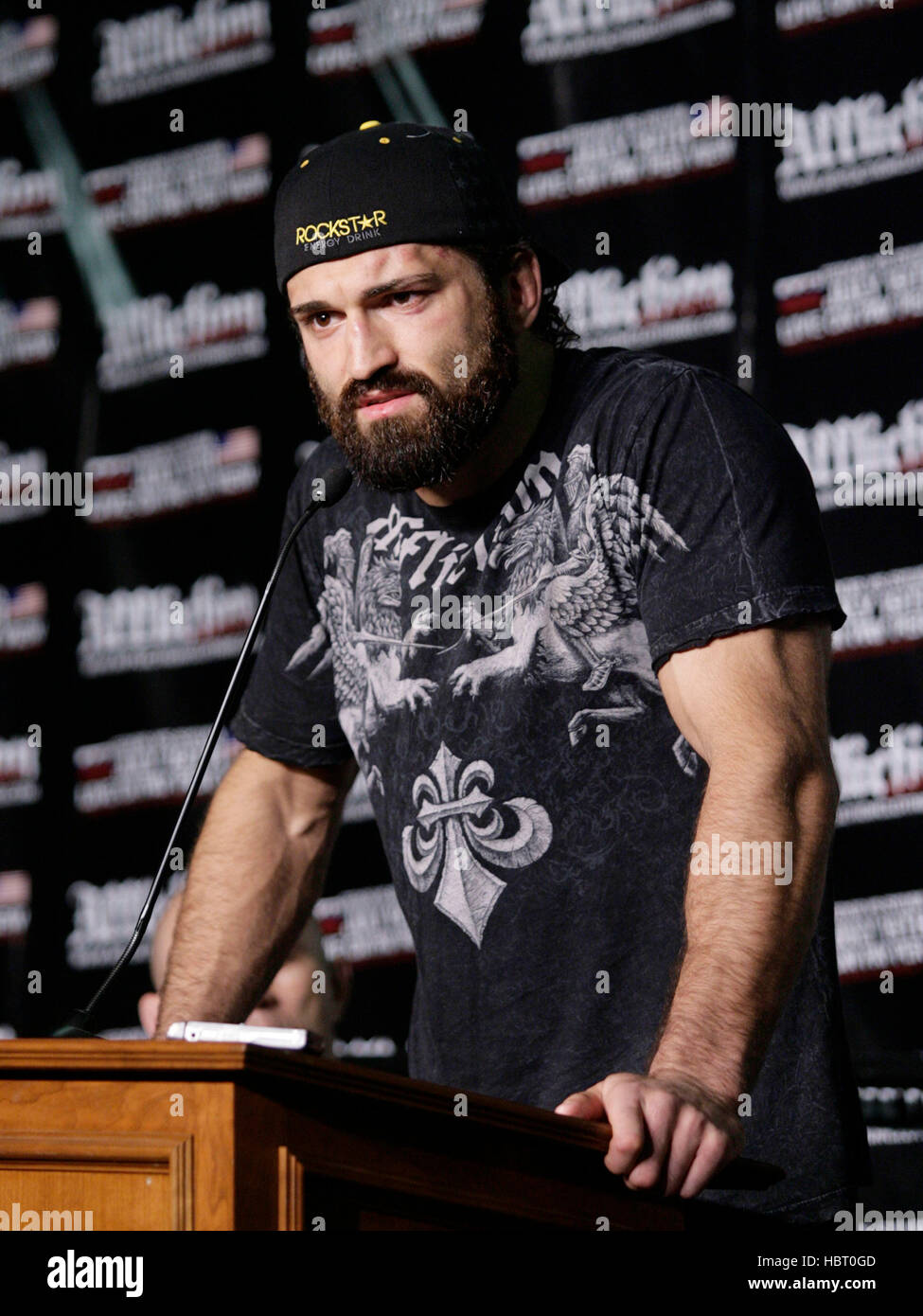 Andrei Arlovski speaks at a post-fight press conference at Affliction's  \, image size:975x1390