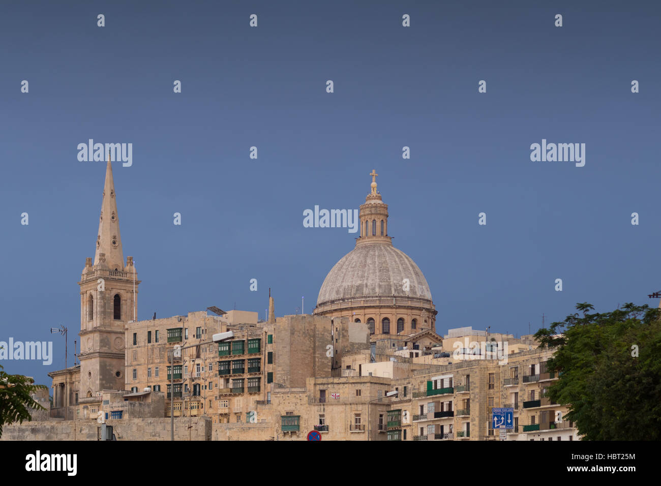 Dark stormy sky above Valletta Stock Photo