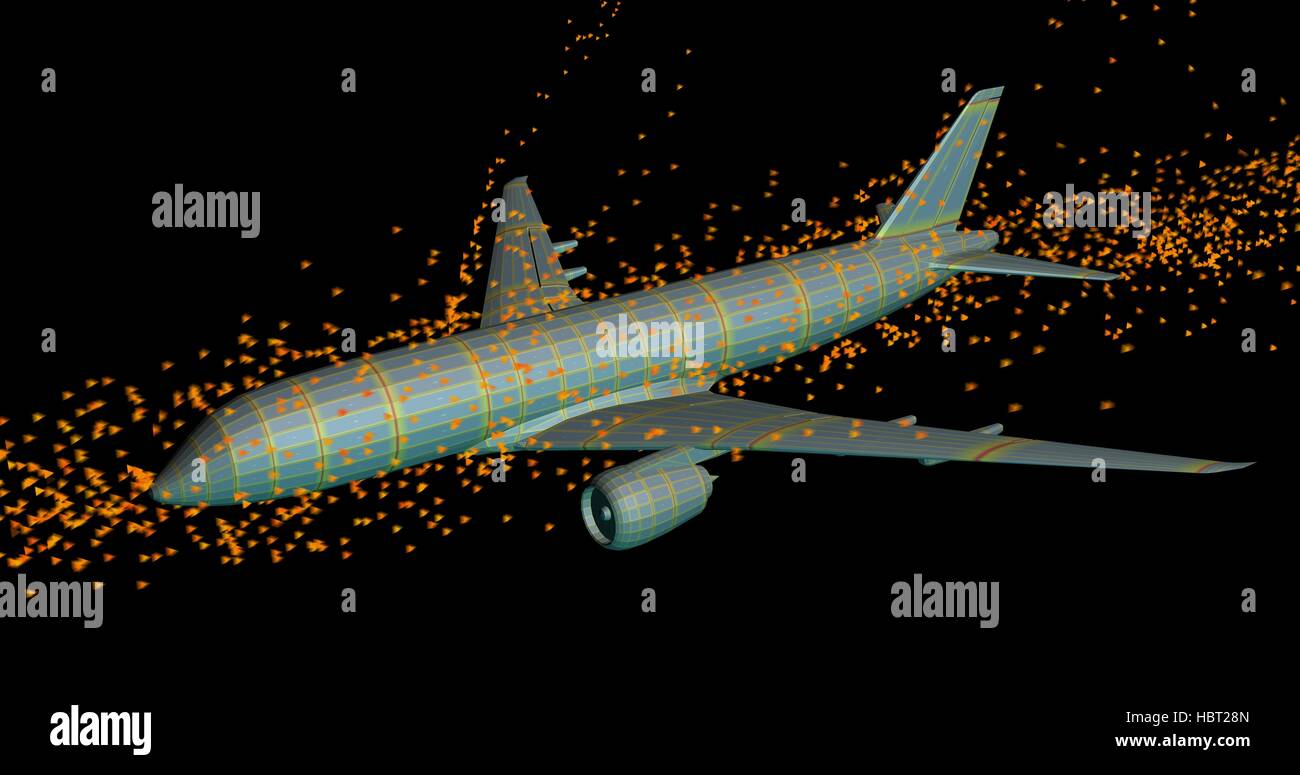 3d particle simulation of air flow around airplane body Stock Photo - Alamy