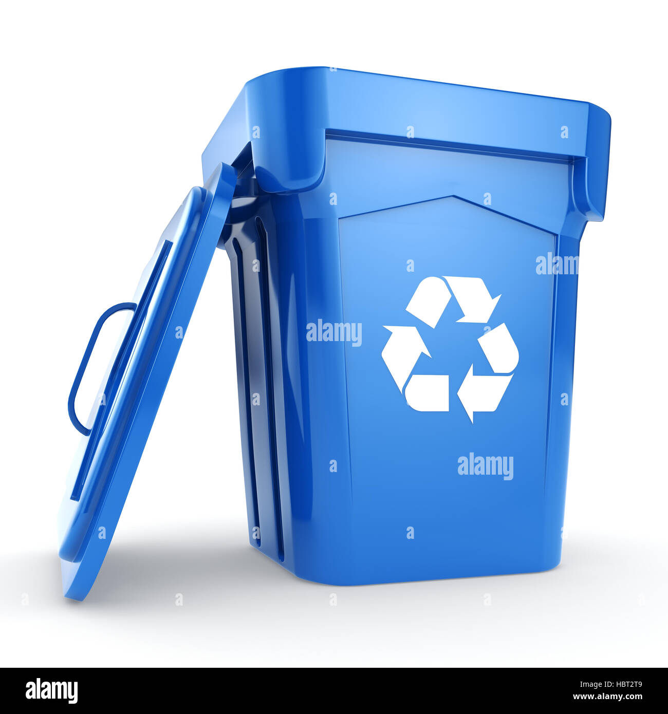 Blue Recycling Bin Stock Photo Alamy