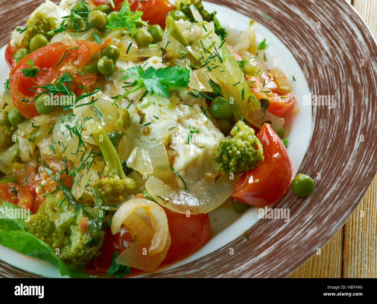 Cod Fish French Baked Cod Provencal.French seafood dish Stock Photo - Alamy