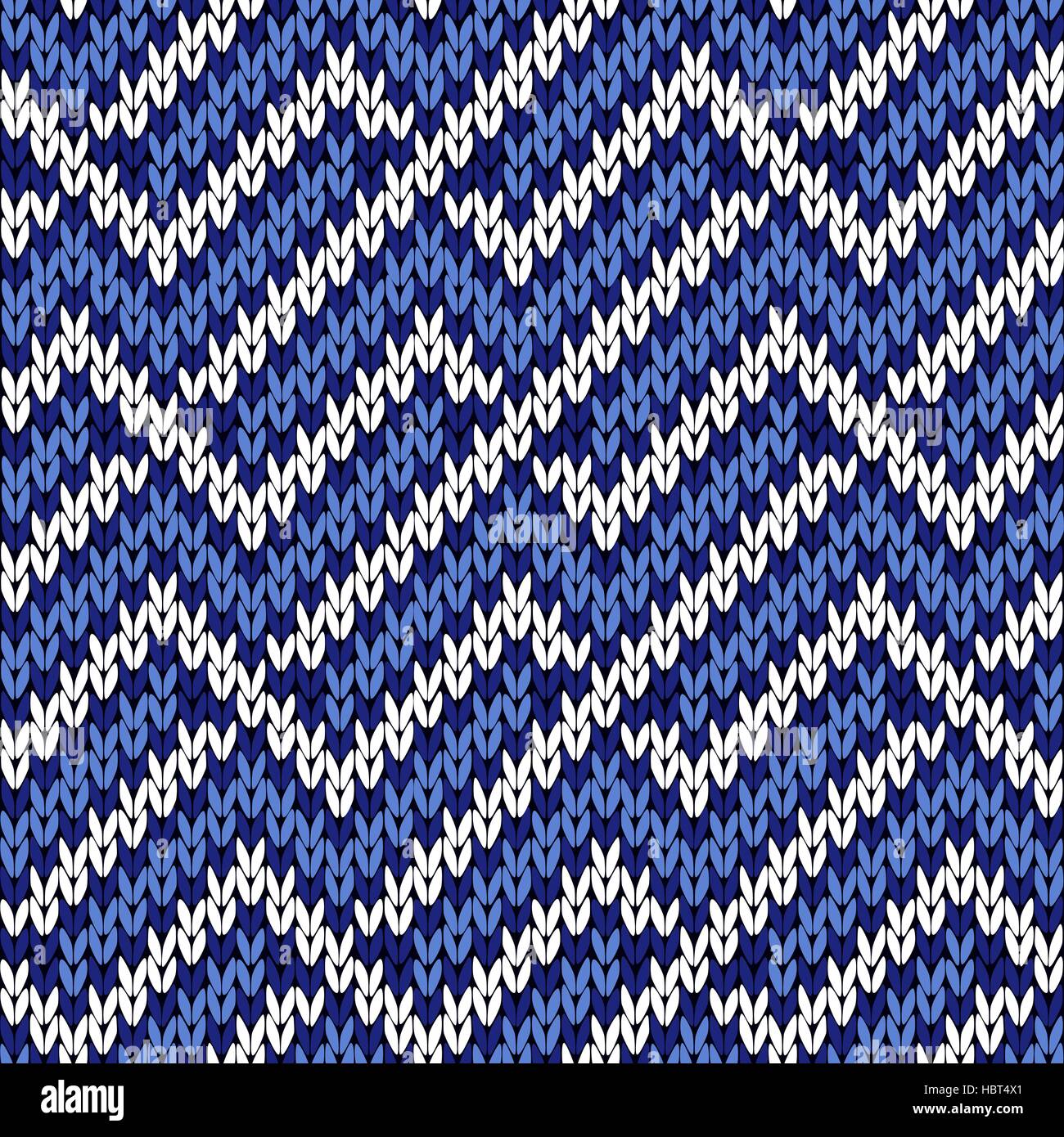 Knitted wavy background in winter motif in cool blue hues and in white ...