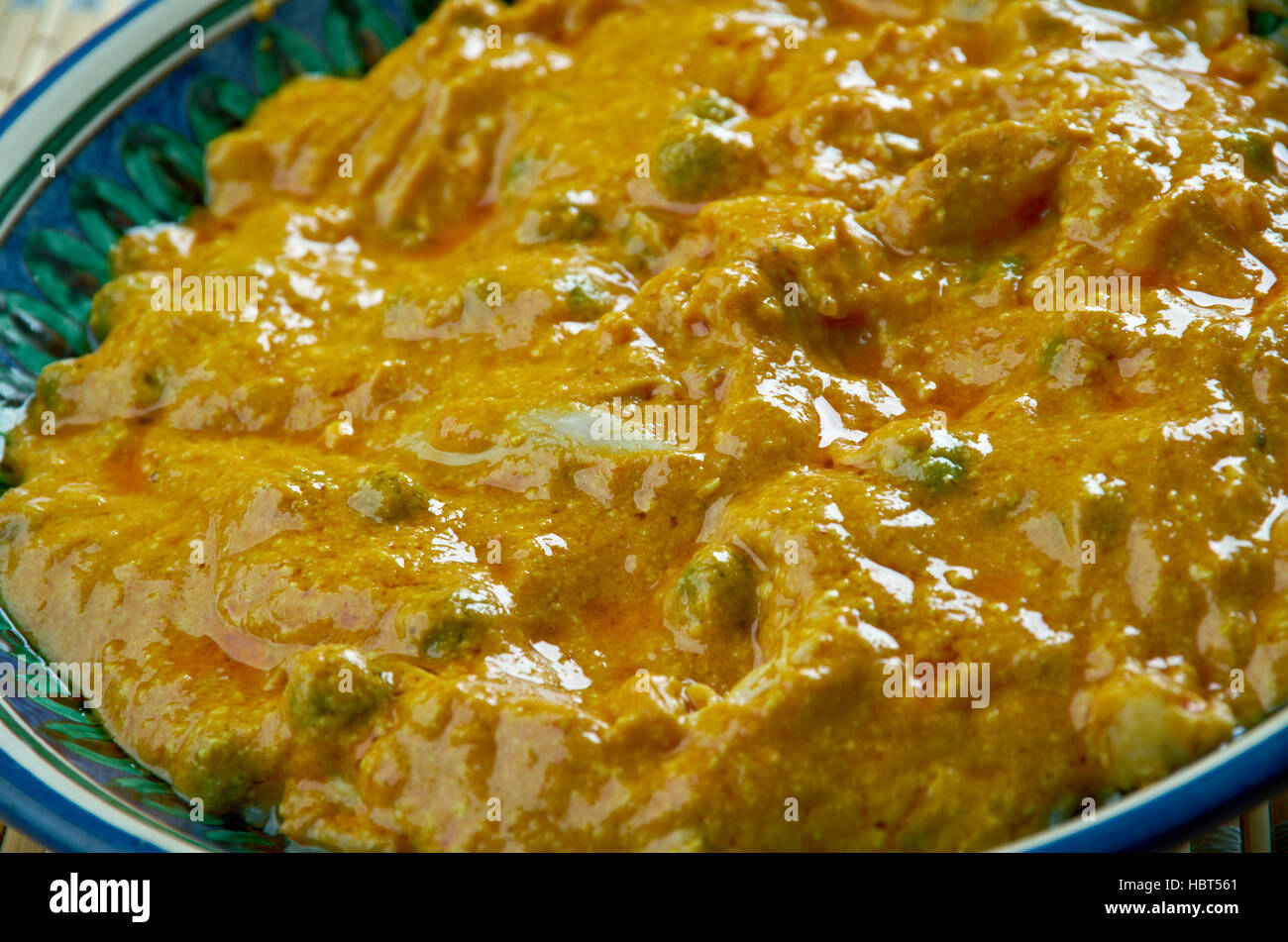 Tamal de olla . Panamanian cuisine,ingredient chicken cooked with corn-stuffed cornmeal  vegetables Stock Photo