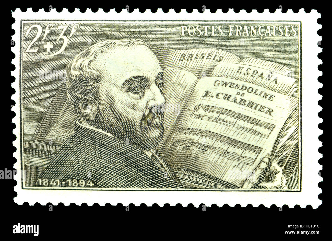 French postage stamp (1942) : Alexis Emmanuel Chabrier (1841 – 1894) French Romantic composer and pianist Stock Photo