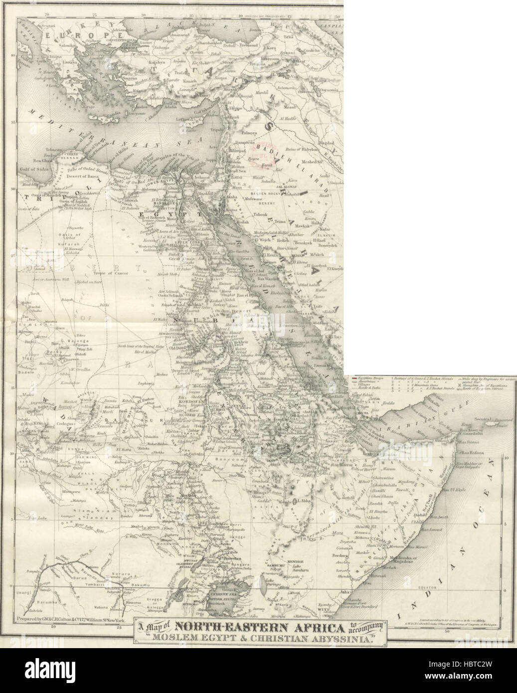 Abyssinian Fortifications The image depicts military operations in Egypt and Abyssinia, showing ...