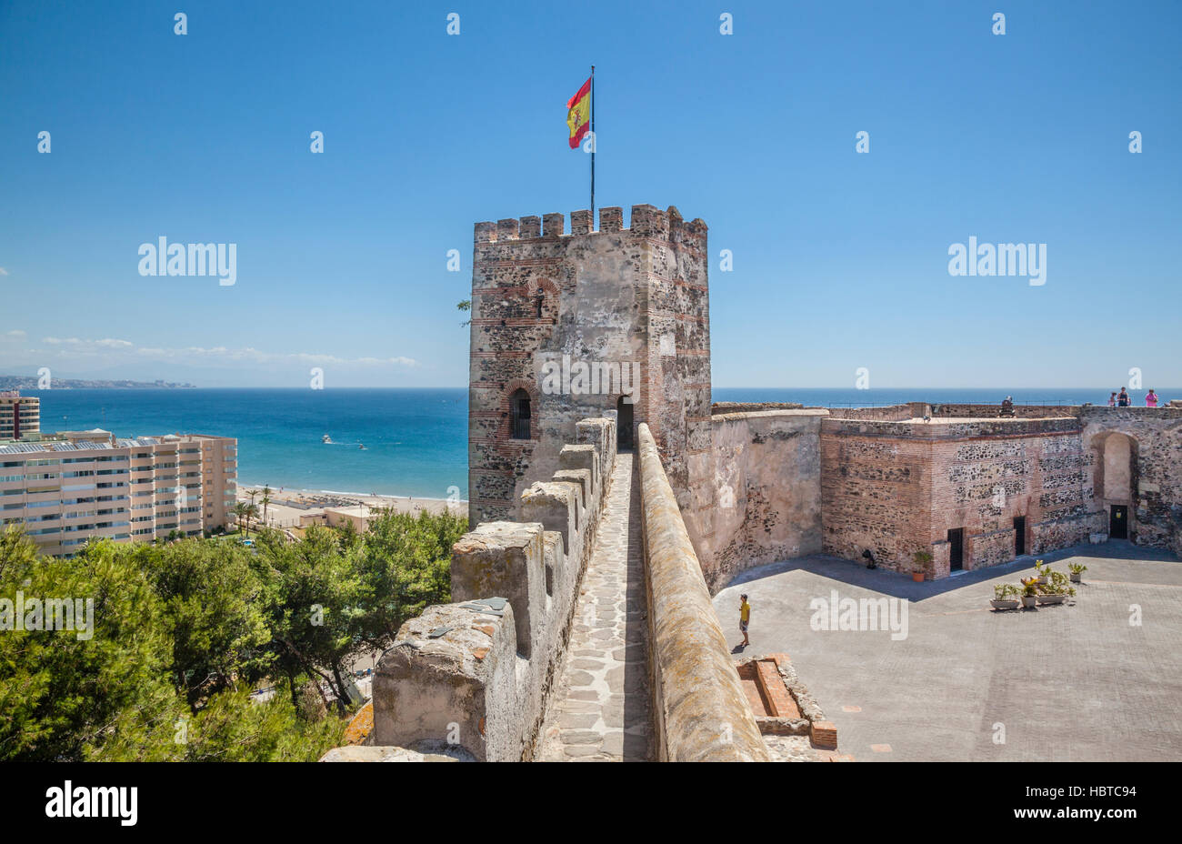 Spain, Andalusia, Province of Malaga, Costa del Sol, Fuengirola, battlements of ancient Sohail Castle Stock Photo