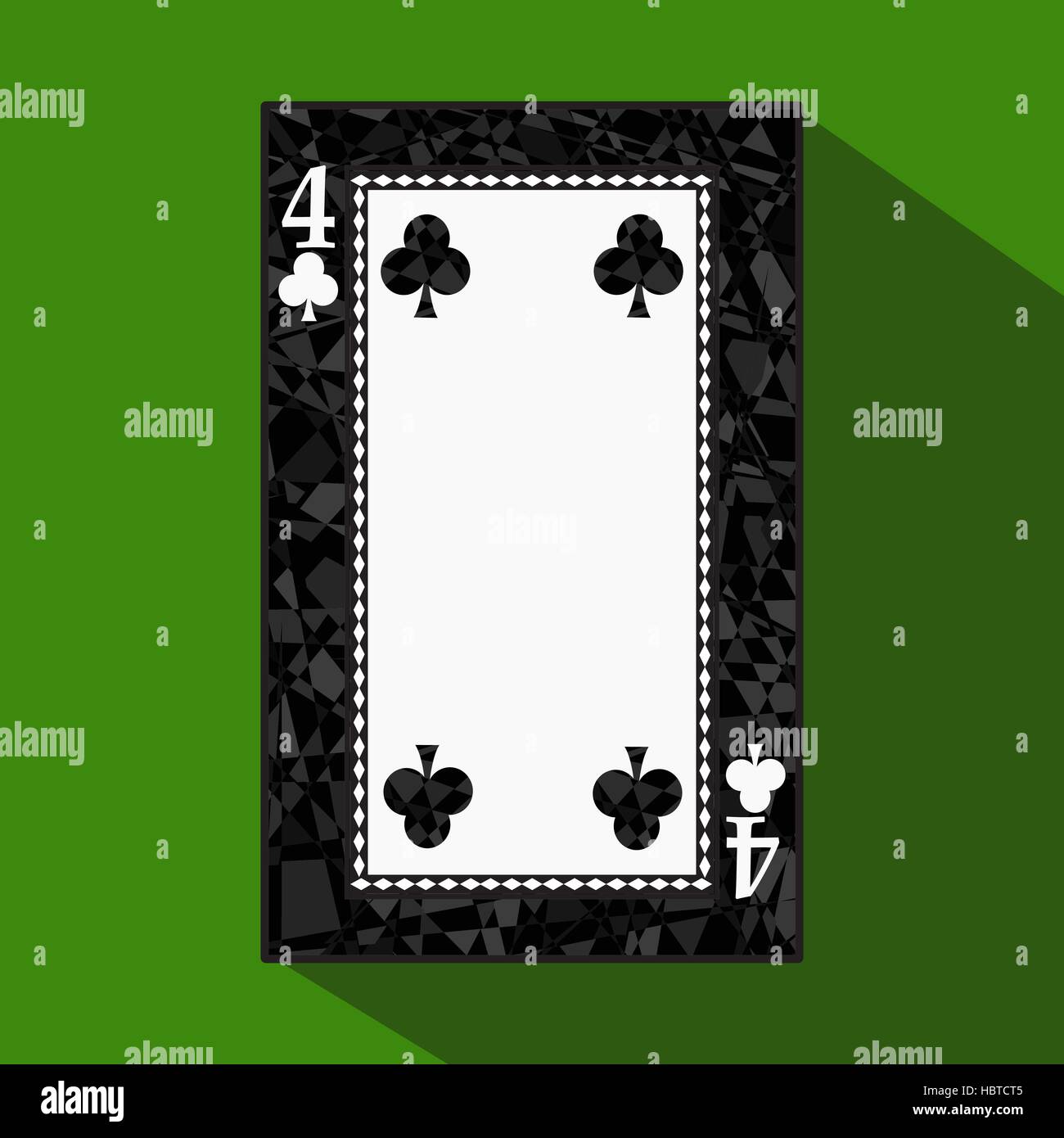 playing card. the icon picture is easy. CLUB FOUR 4 about dark region boundary. a vector illustration on a green background. application appointment f Stock Vector