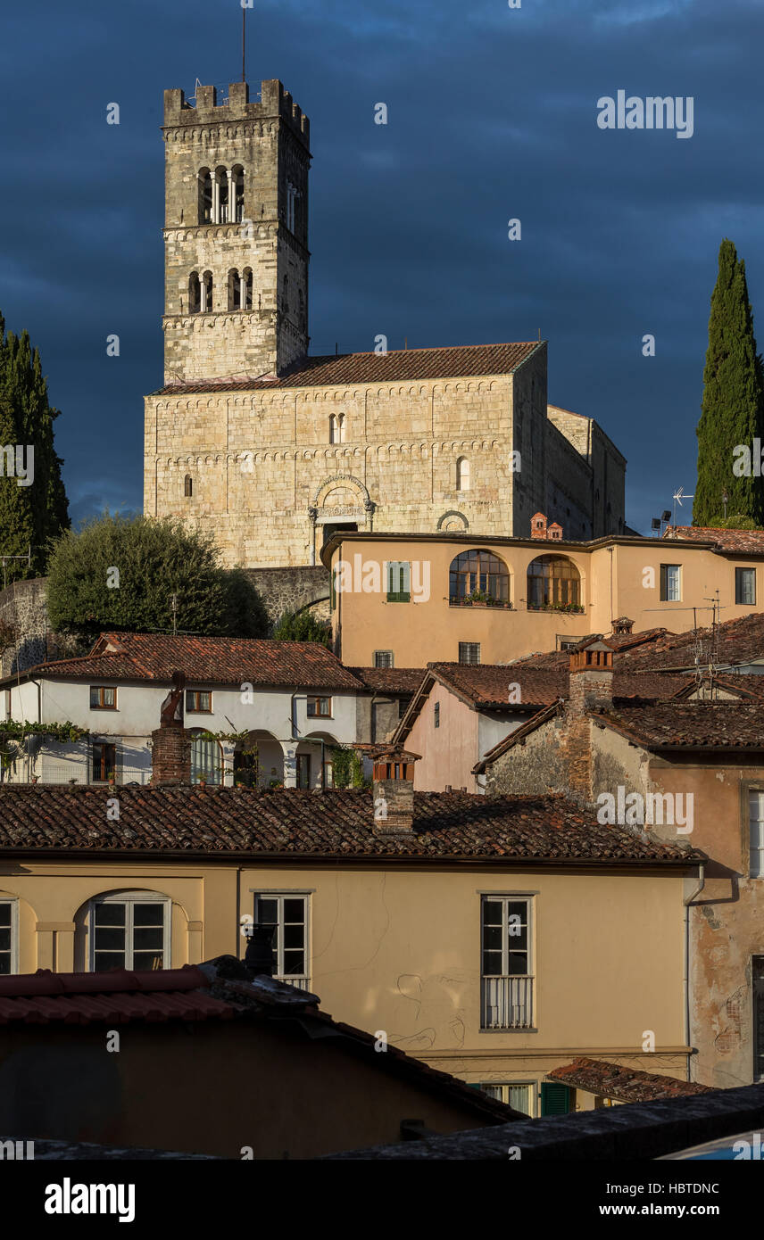 Duomo Di S. Cristoforo. The medieval hilltop town of Barga, in Tuscany, Italy. Stock Photo