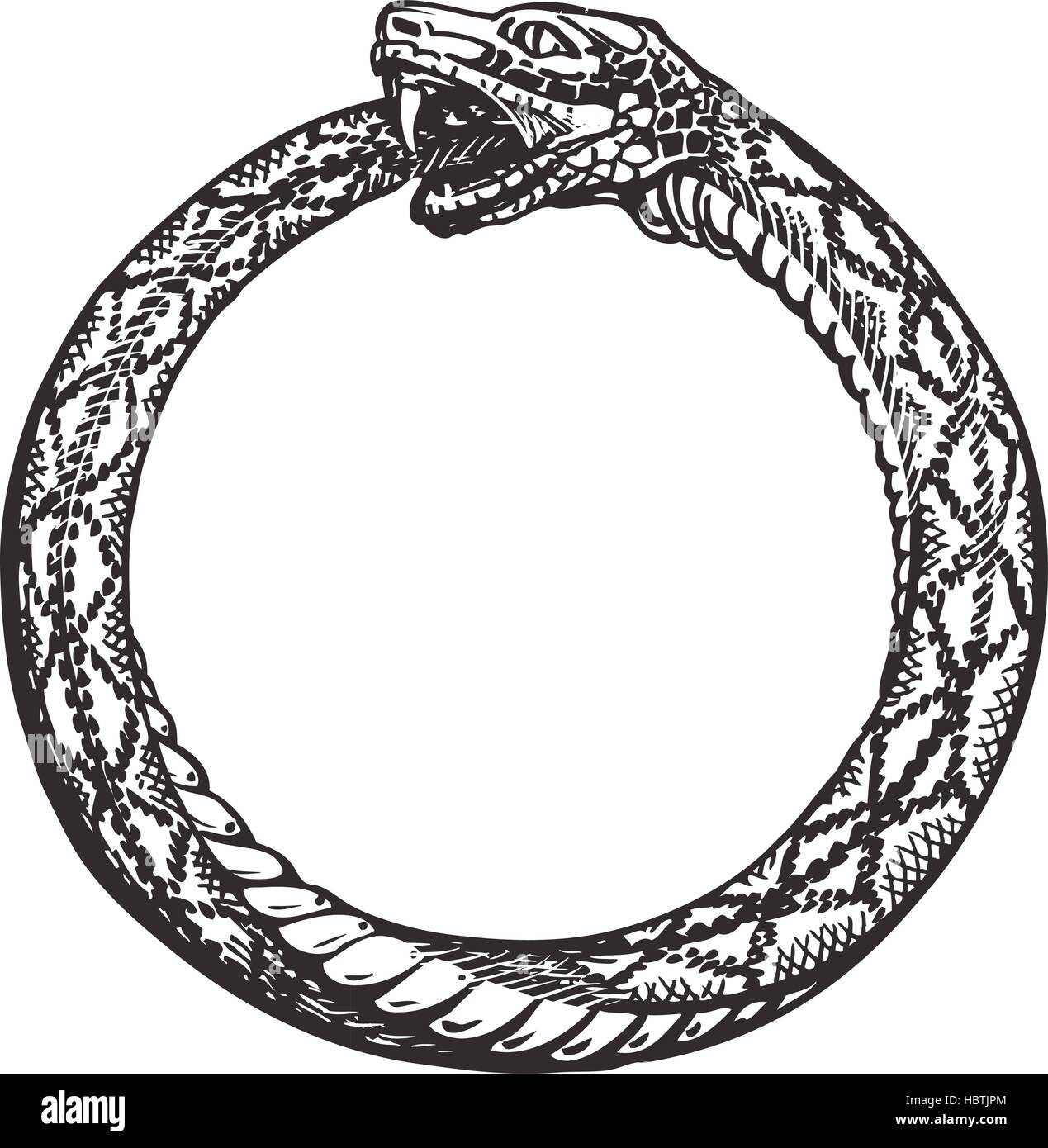 Ouroboros. Snake eating its own tail. Eternity or infinity symbol Stock Vector