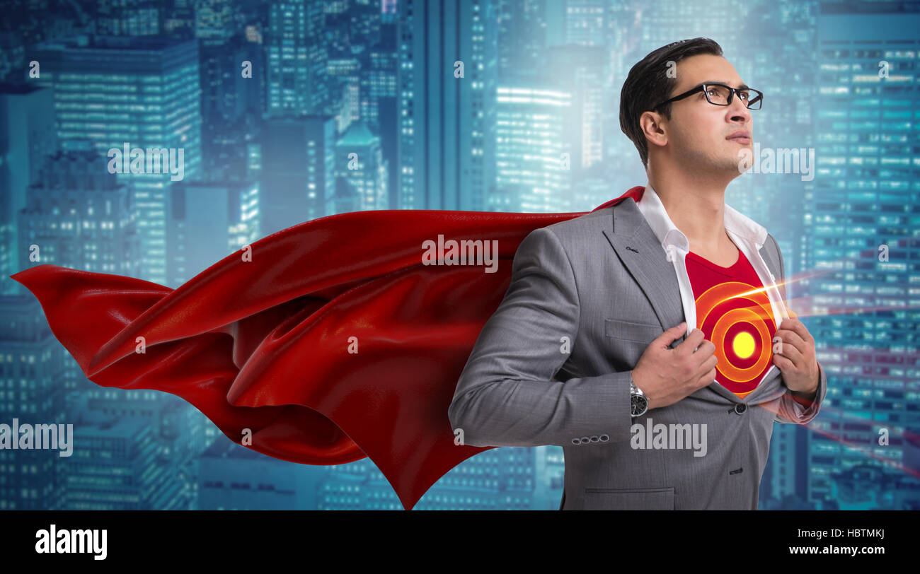 Businessman in superhero concept with red cover Stock Photo - Alamy