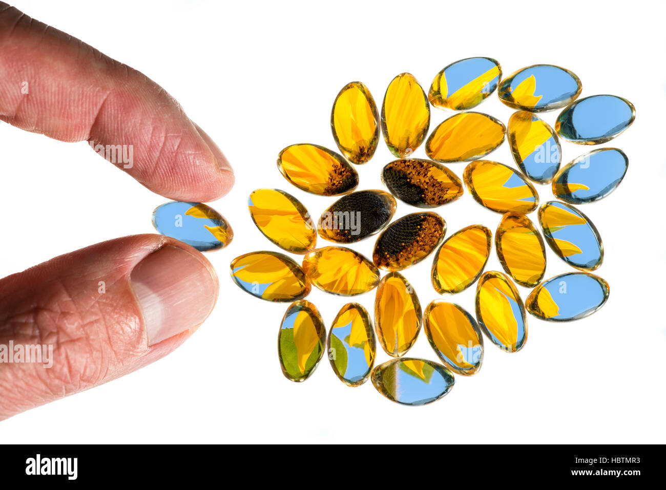 Capsules containing a natural remedy Stock Photo