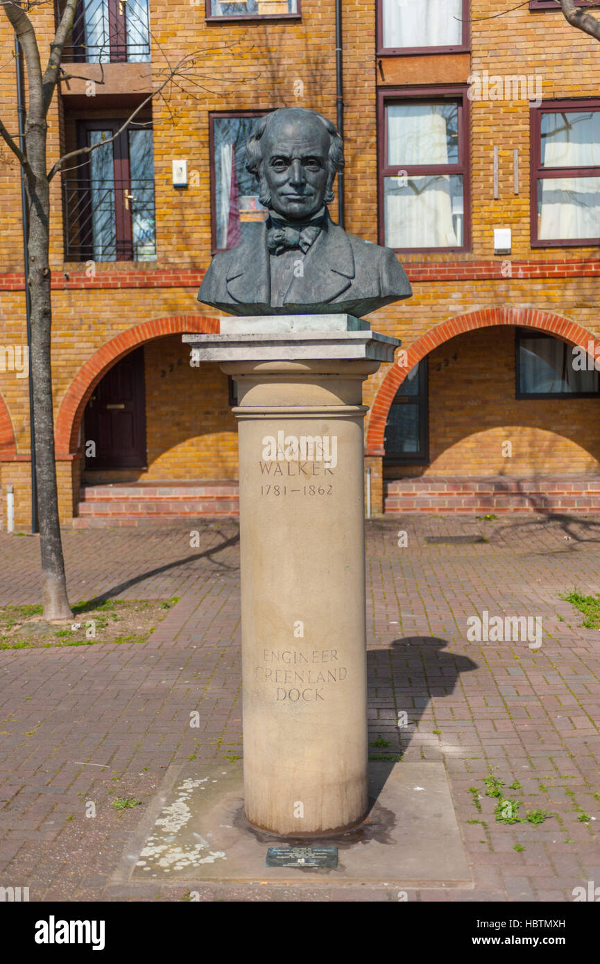 Statue to James Walker 1781-1862 builder of Greenland Dock Rotherhithe Stock Photo