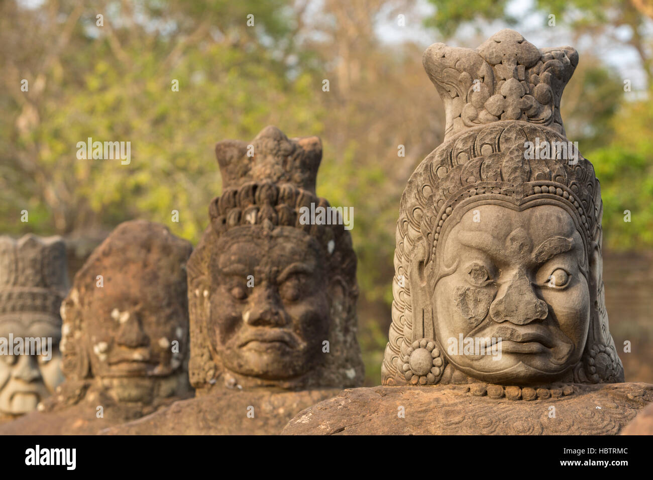 Figures near Bayon Temple, UNESCO Heritage site, Cambodia Stock Photo
