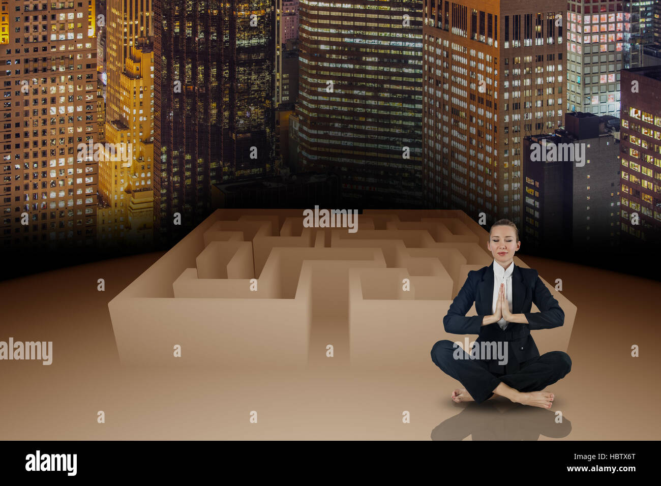 Woman in business concept with maze Stock Photo - Alamy