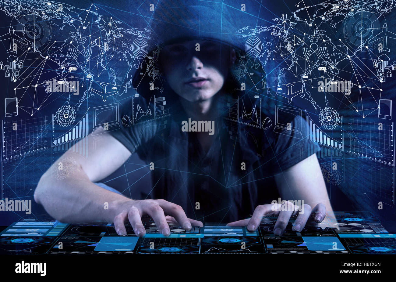 The young hacker in data security concept Stock Photo - Alamy
