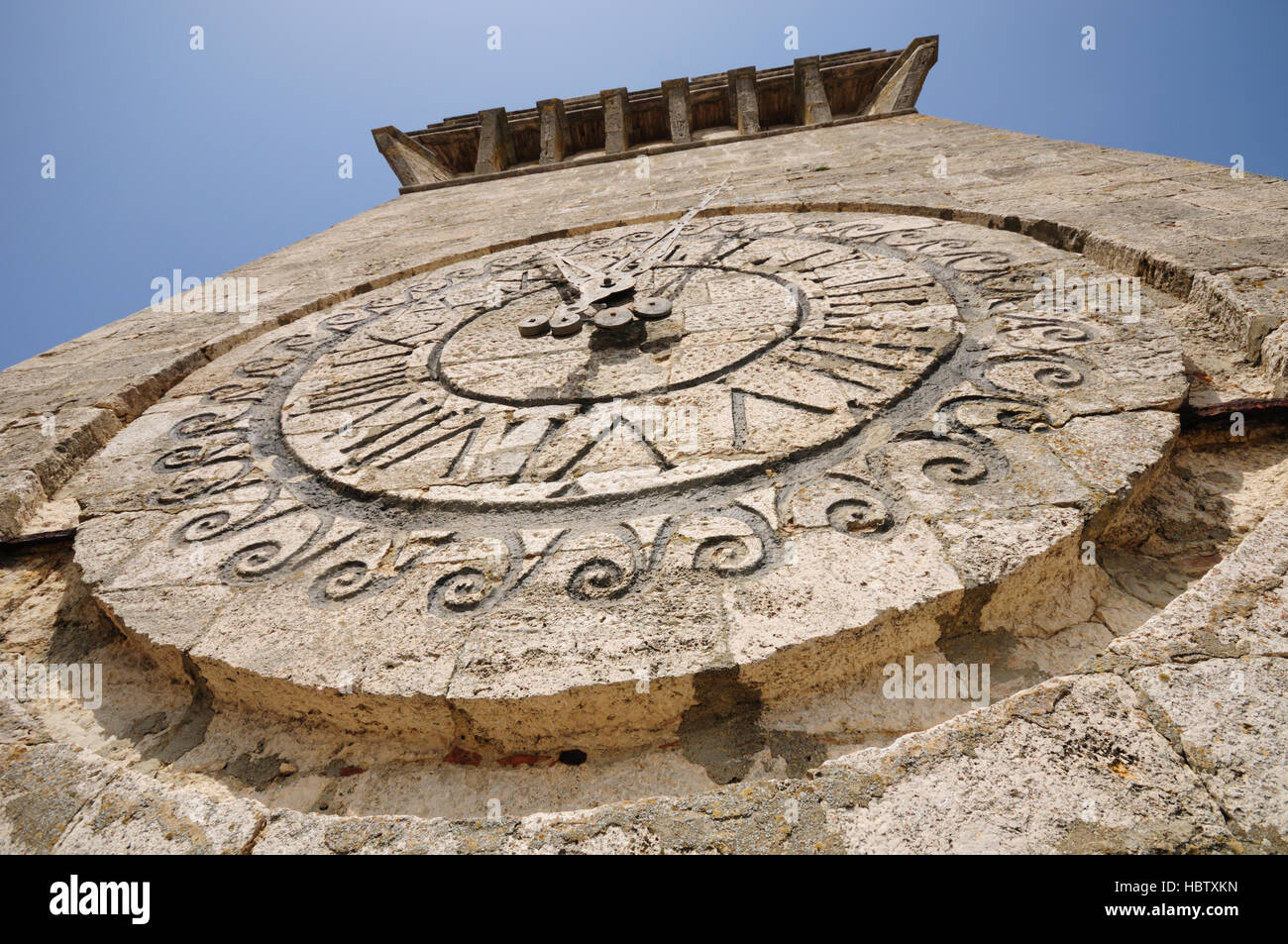 Close up of an ancient clock in medieval clock tower Stock Photo Alamy