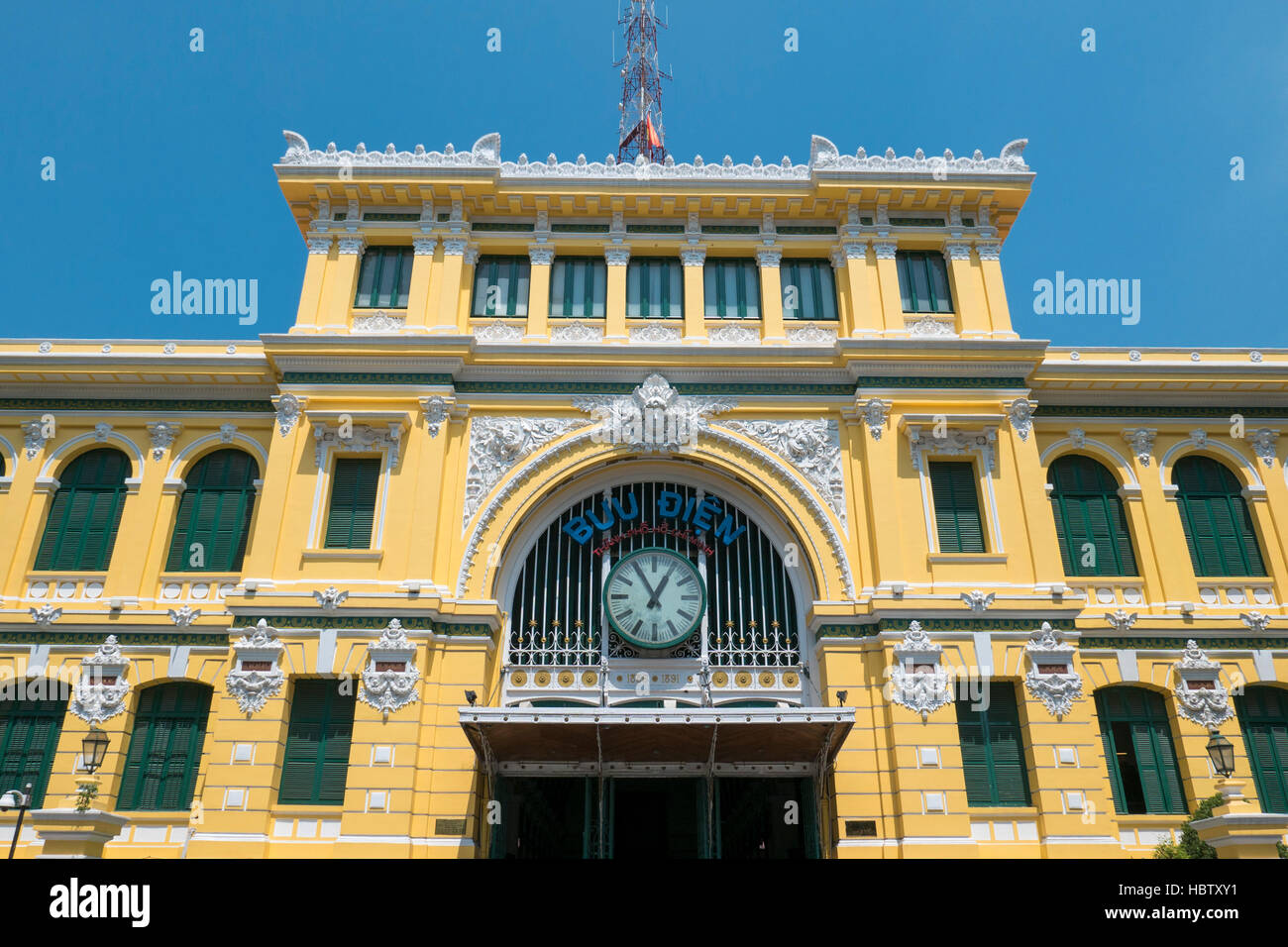 Exterior view of the General Post Office in Ho Chi Minh City Saigon Stock Photo